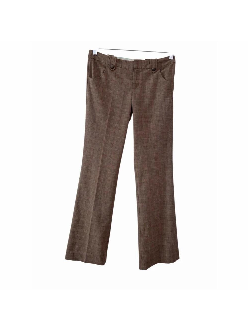 Vintage GUESS Pants Womens Size 27 Brown Plaid Low Rise Stretch Bootcut